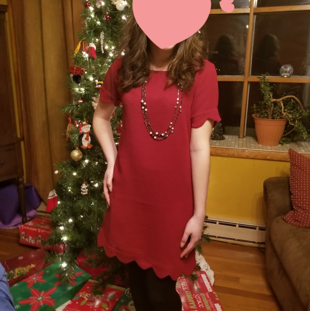 Red scalloped dress
